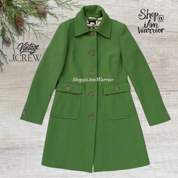J.Crew rare vintage wool piqué town coat in alpine green *shop@iamwarrior - Picture 4 of 13